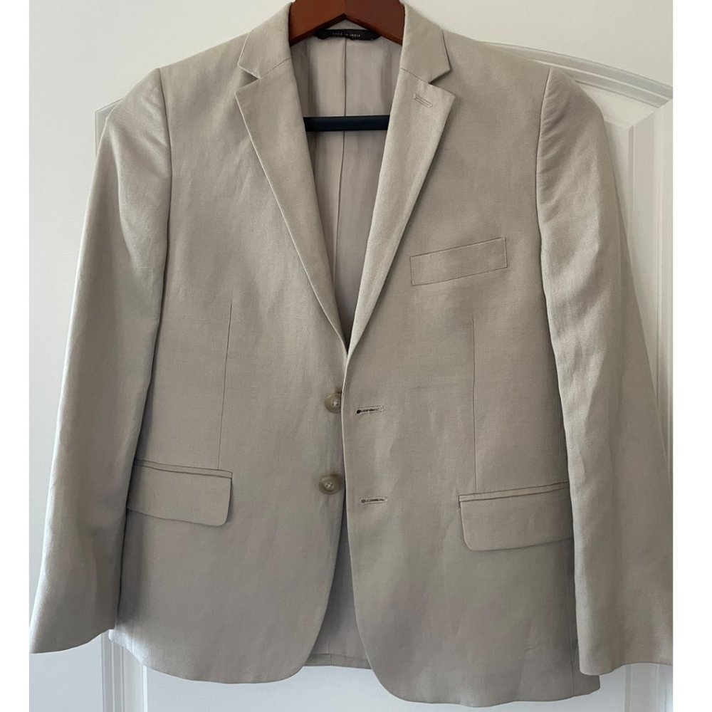 Boys Tan Linen Blazer